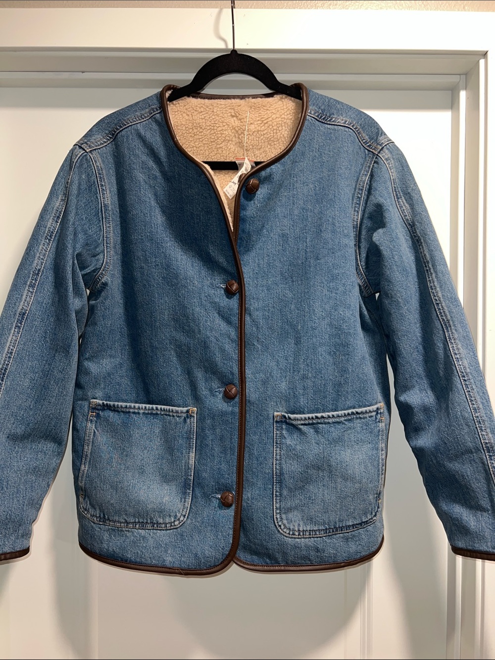 Madewell Reversible Denim & Sherpa Jacket in Petersburg Wash & Rigid Size S NWT - Picture 3 of 16